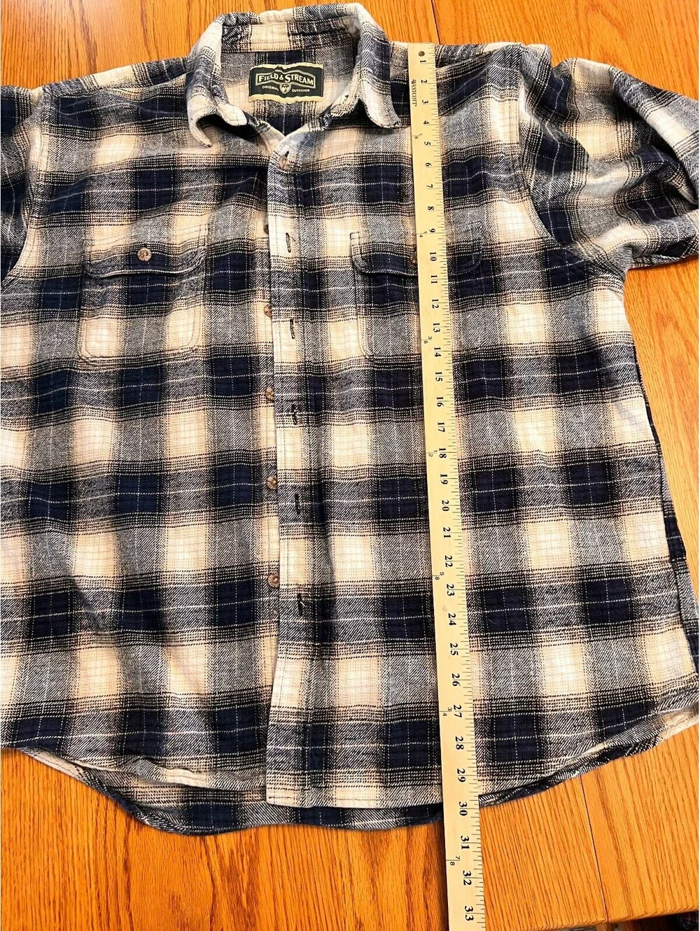 Field & Stream Men's Blue and White Plaid Flannel Shirt